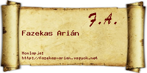 Fazekas Arián névjegykártya